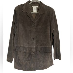 Jessica Holbrook Vtg Brown Suede 100% Leather Button Up Sz M Fall Spring Y2K